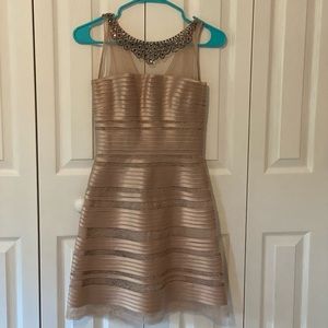 Bcbg with studded neckline evening dress.